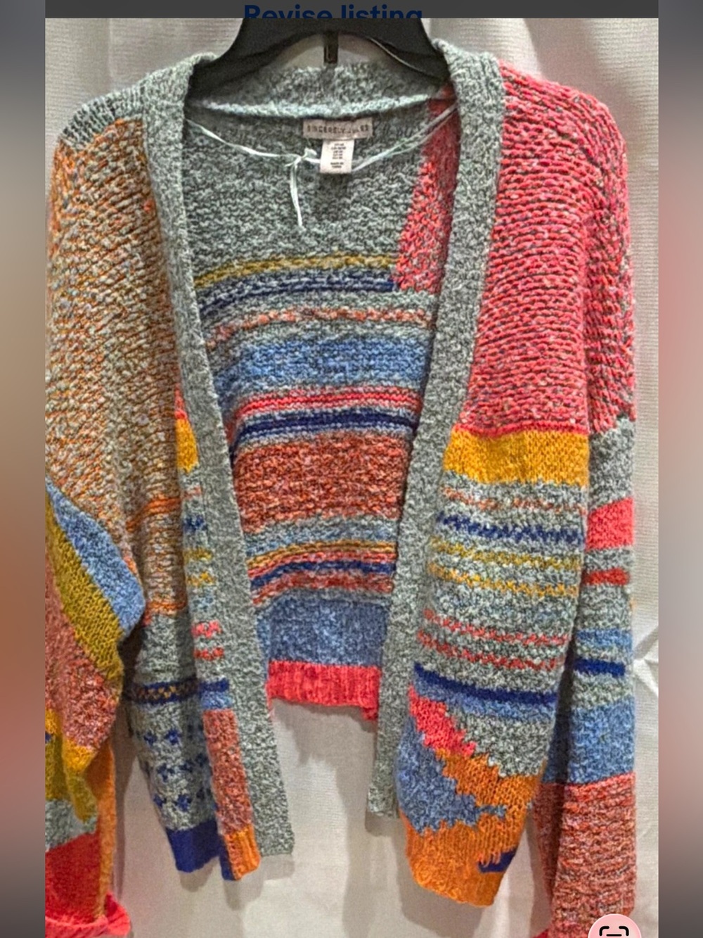 Sincerely Jules Multicolor Stripped Open-Front Women's Sweater Cardigan. Size M